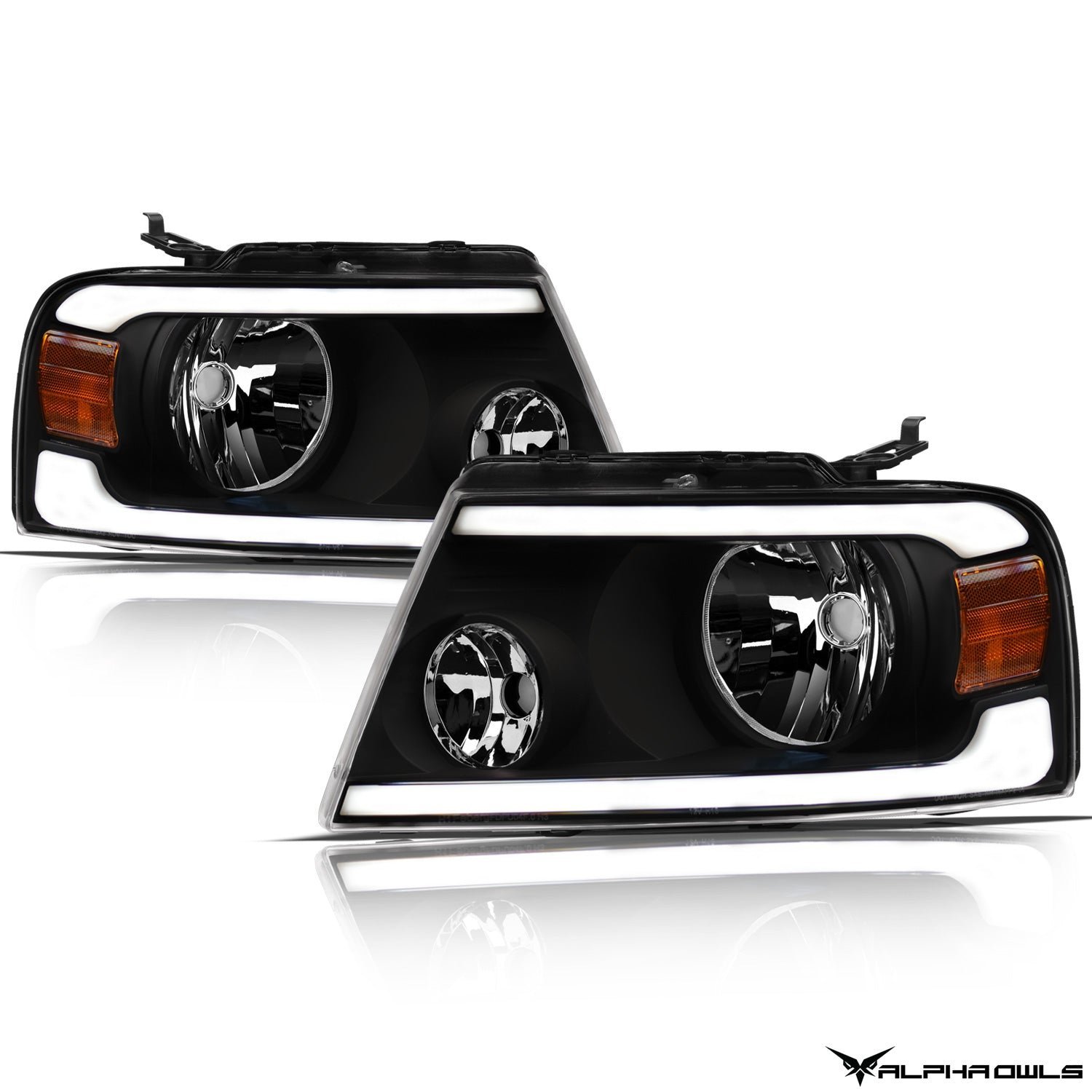 Alpha Owls 2006-2008 Lincoln Mark-LT LM Series Headlights (Crystal Headlights Black housing w/ LumenX Light Bar) - Image 2