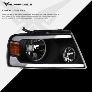 Alpha Owls 2006-2008 Lincoln Mark-LT LM Series Headlights (Crystal Headlights Black housing w/ LumenX Light Bar) - Image 4