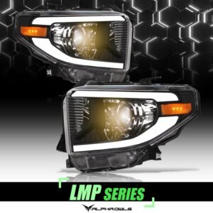 Alpha Owls 2014-2021 Toyota Tundra LMP Series Headlights (Halogen Projector Black housing w/ LumenX Light Bar) - Image 1