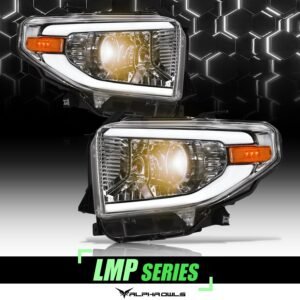 Alpha Owls 2014-2021 Toyota Tundra LMP Series Headlights (Halogen Projector Black housing w/ LumenX Light Bar) - Image 1