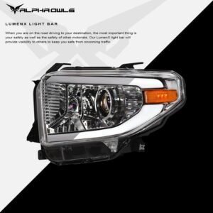 Alpha Owls 2014-2021 Toyota Tundra LMP Series Headlights (Halogen Projector Black housing w/ LumenX Light Bar) - Image 4