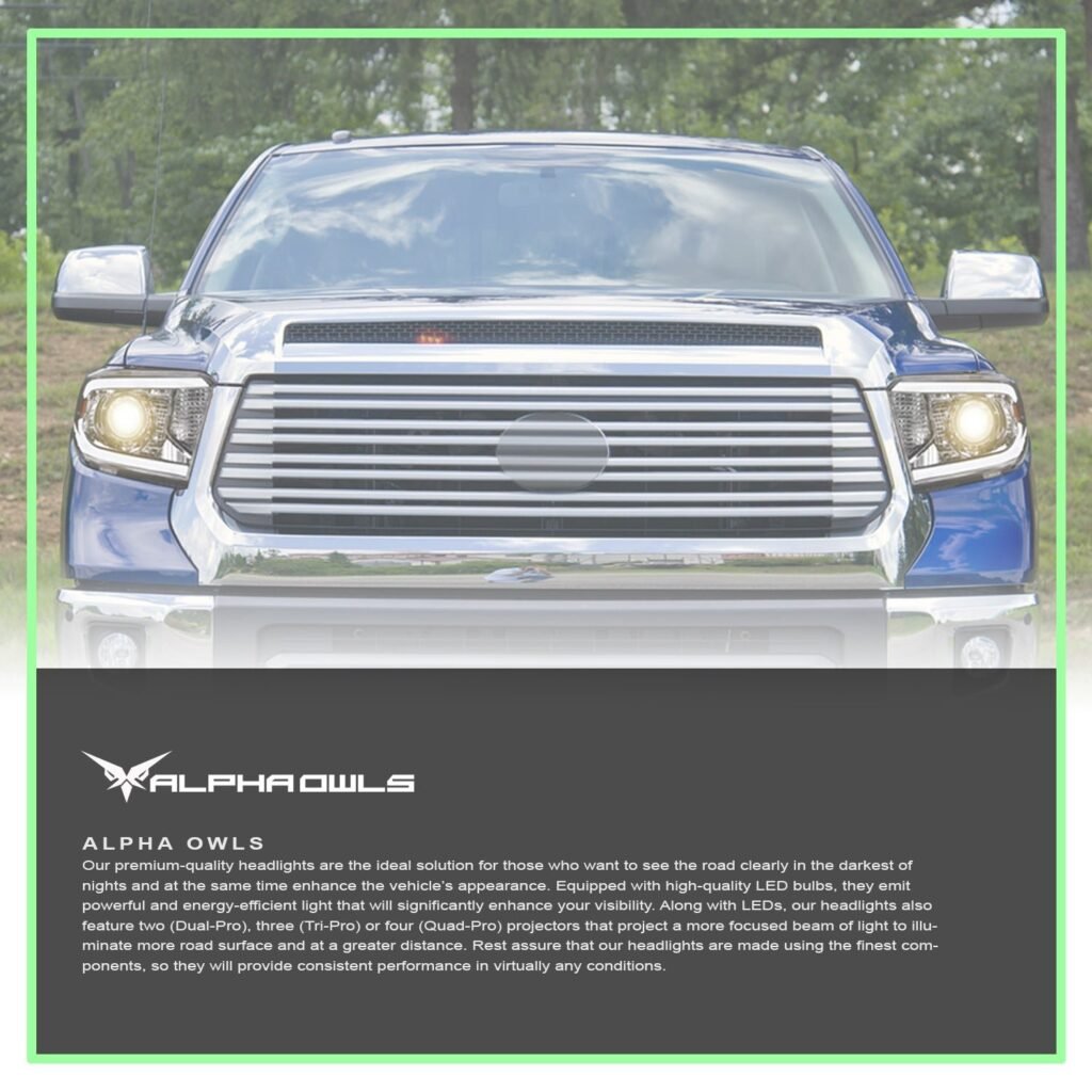 Alpha Owls 2014-2021 Toyota Tundra LMP Series Headlights (Halogen Projector Black housing w/ LumenX Light Bar)