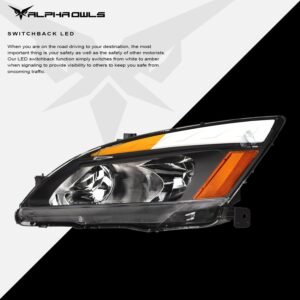 Alpha Owls 2003-2007 Honda Accord SQ Series Headlights (Crystal Headlights Black housing w/ Sequential Signal/LumenX Light Bar) - Image 4