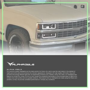 Alpha Owls 1994-1999 Chevy Tahoe LM Series Headlights w/Corner Lights (Crystal Headlights Black housing w/ LumenX Light Bar) - Image 7