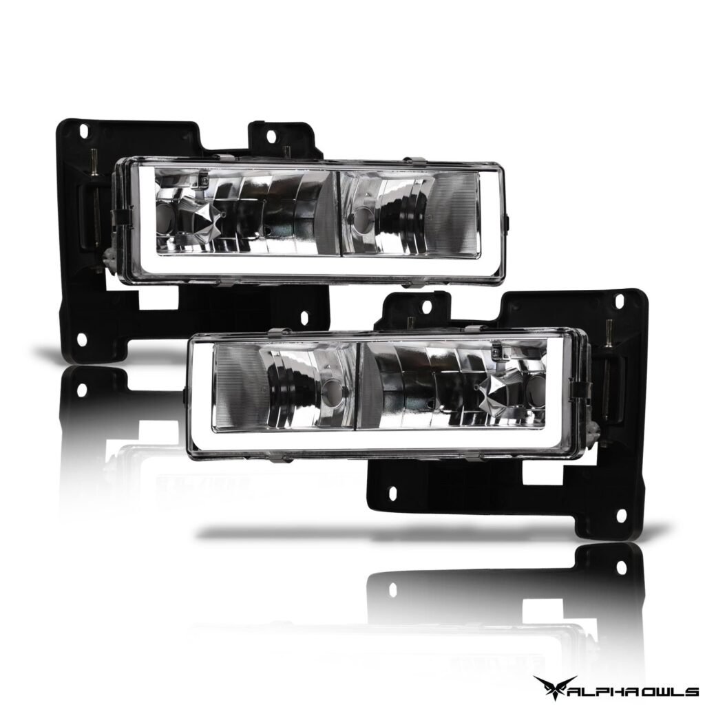 Alpha Owls 1992-1994 Chevy Blazer LM Series Headlights (Crystal Headlights Chrome housing w/ LumenX Light Bar)