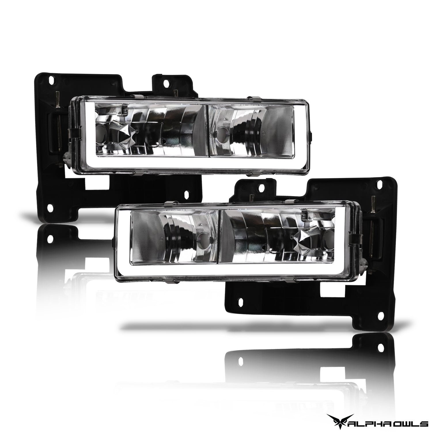 Alpha Owls 1992-1994 Chevy Blazer LM Series Headlights (Crystal Headlights Chrome housing w/ LumenX Light Bar) - Image 2