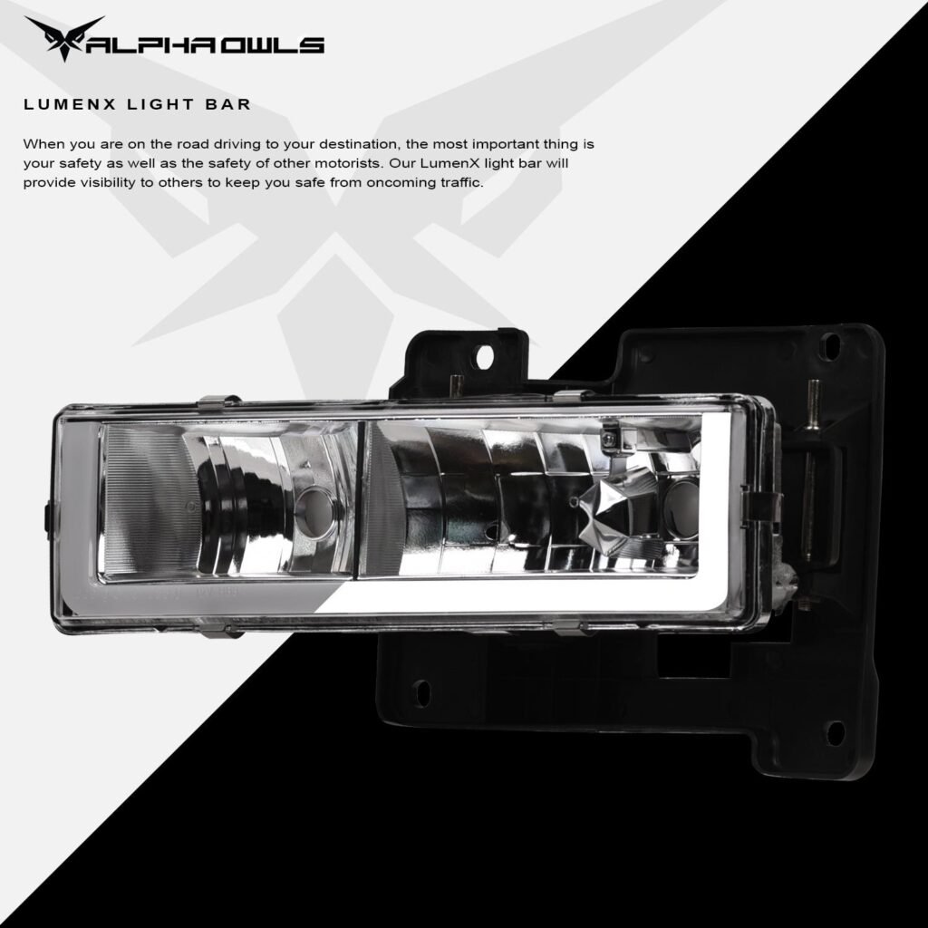 Alpha Owls 1992-1994 Chevy Blazer LM Series Headlights (Crystal Headlights Chrome housing w/ LumenX Light Bar)