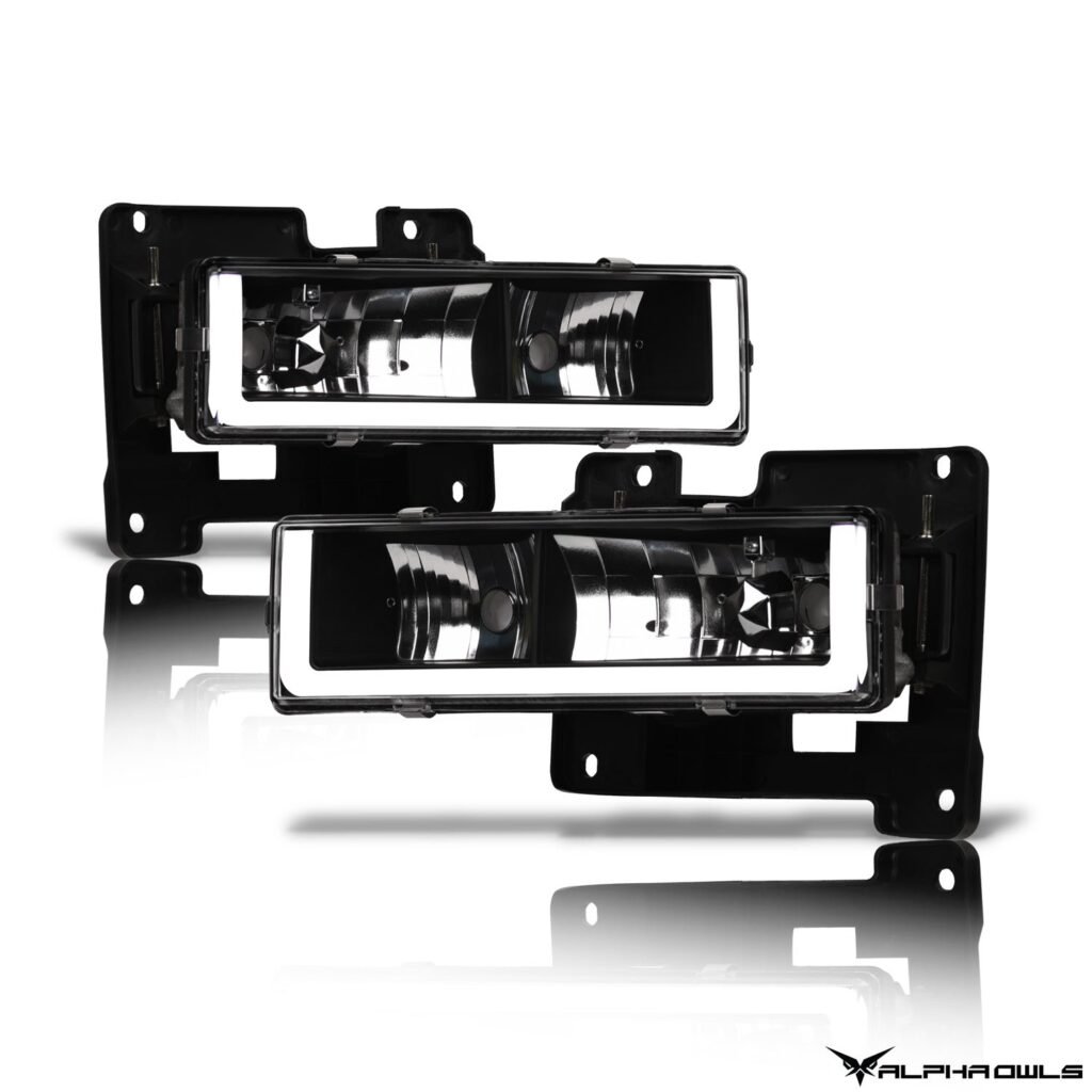Alpha Owls 1992-1994 Chevy Blazer LM Series Headlights (Crystal Headlights Black housing w/ LumenX Light Bar)
