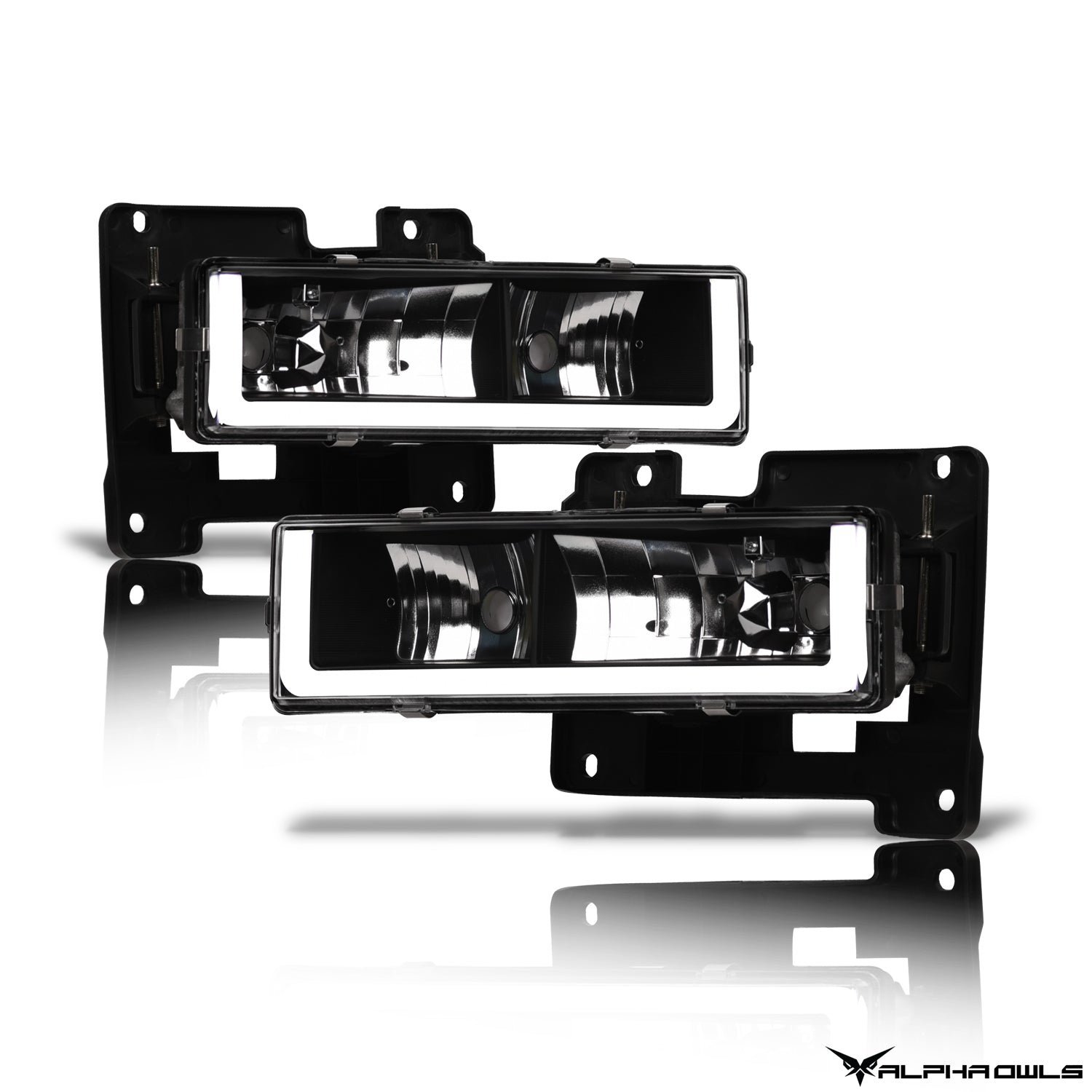 Alpha Owls 1992-1994 Chevy Blazer LM Series Headlights (Crystal Headlights Black housing w/ LumenX Light Bar) - Image 2