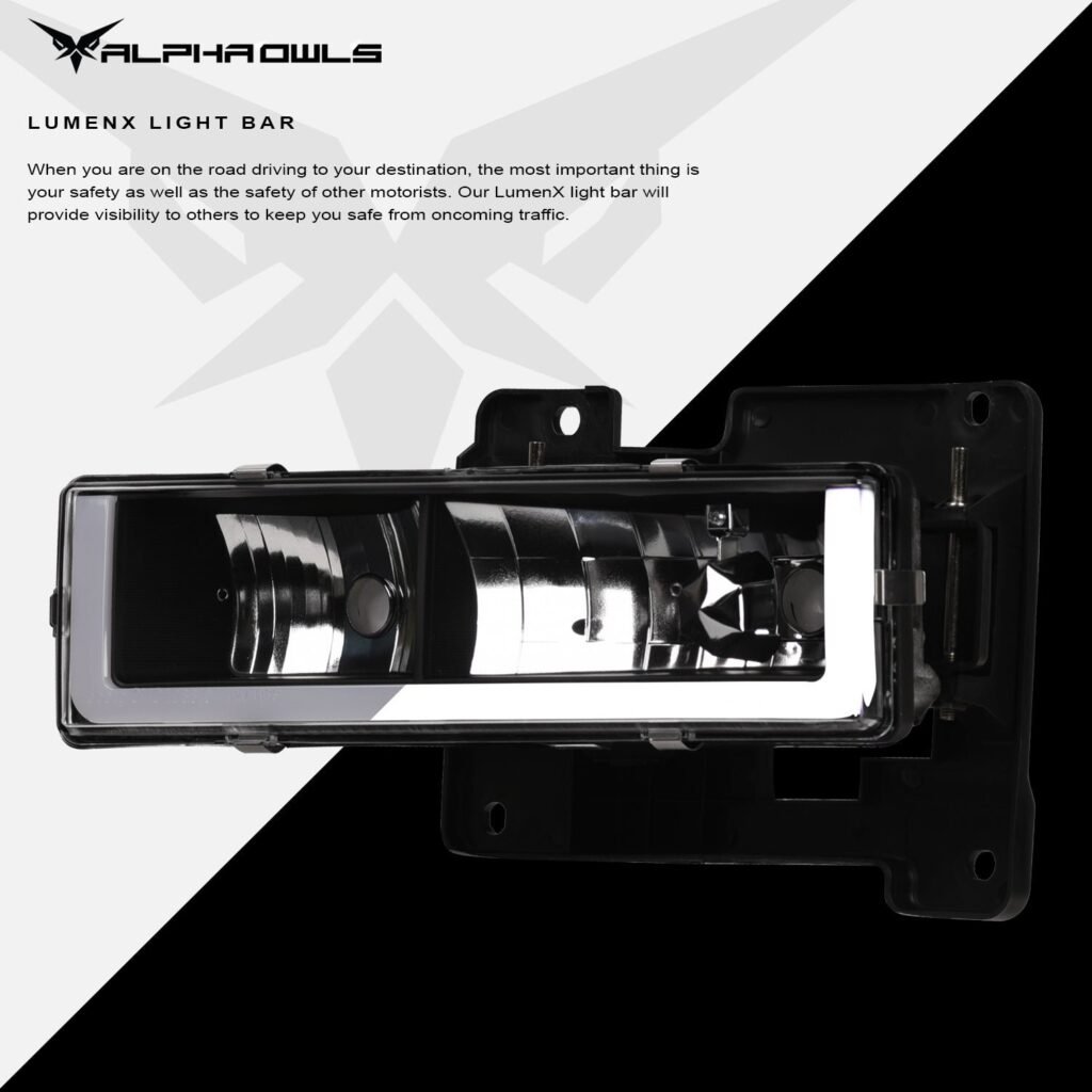 Alpha Owls 1992-1994 Chevy Blazer LM Series Headlights (Crystal Headlights Black housing w/ LumenX Light Bar)