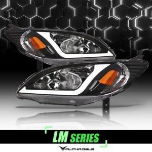 Alpha Owls 2004-2005 Honda Civic LM Series Headlights (Crystal Headlights Black housing w/ LumenX Light Bar) - Image 1