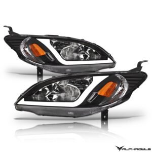 Alpha Owls 2004-2005 Honda Civic LM Series Headlights (Crystal Headlights Black housing w/ LumenX Light Bar) - Image 2