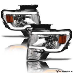 Alpha Owls 2009-2014 Ford F-150 (Excl. Models w/ factory Xenon) SQ Series Headlights (Crystal Headlights Chrome housing w/ Sequential Signal/LumenX Light Bar) - Image 2