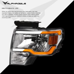 Alpha Owls 2009-2014 Ford F-150 (Excl. Models w/ factory Xenon) SQ Series Headlights (Crystal Headlights Chrome housing w/ Sequential Signal/LumenX Light Bar) - Image 4