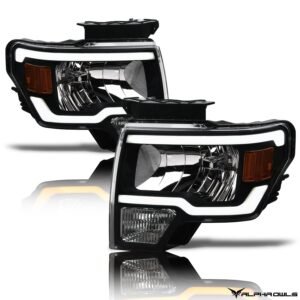 Alpha Owls 2009-2014 Ford F-150 (Excl. Models w/ factory Xenon) SQ Series Headlights (Crystal Headlights Black housing w/ Sequential Signal/LumenX Light Bar) - Image 2