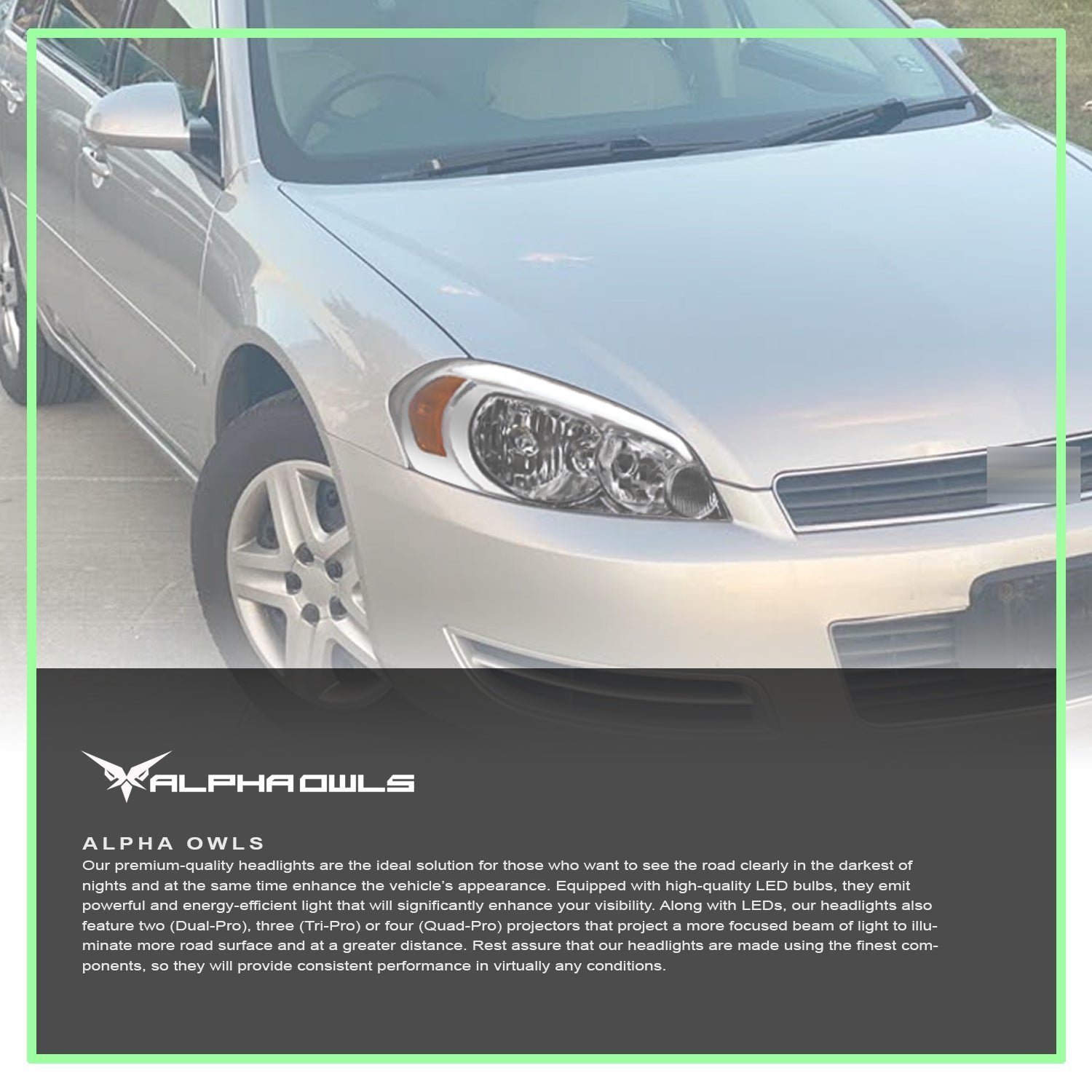 Alpha Owls 2006-2007 Chevy Monte Carlo LM Series Headlights (Crystal Headlights Chrome housing w/ LumenX Light Bar) - Image 7