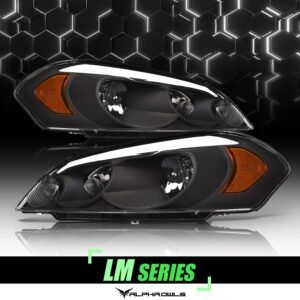 Alpha Owls 2006-2007 Chevy Monte Carlo LM Series Headlights (Crystal Headlights Black housing w/ LumenX Light Bar) - Image 1
