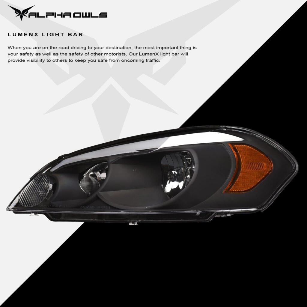 Alpha Owls 2006-2007 Chevy Monte Carlo LM Series Headlights (Crystal Headlights Black housing w/ LumenX Light Bar)