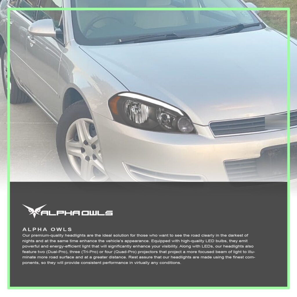 Alpha Owls 2006-2007 Chevy Monte Carlo LM Series Headlights (Crystal Headlights Black housing w/ LumenX Light Bar)
