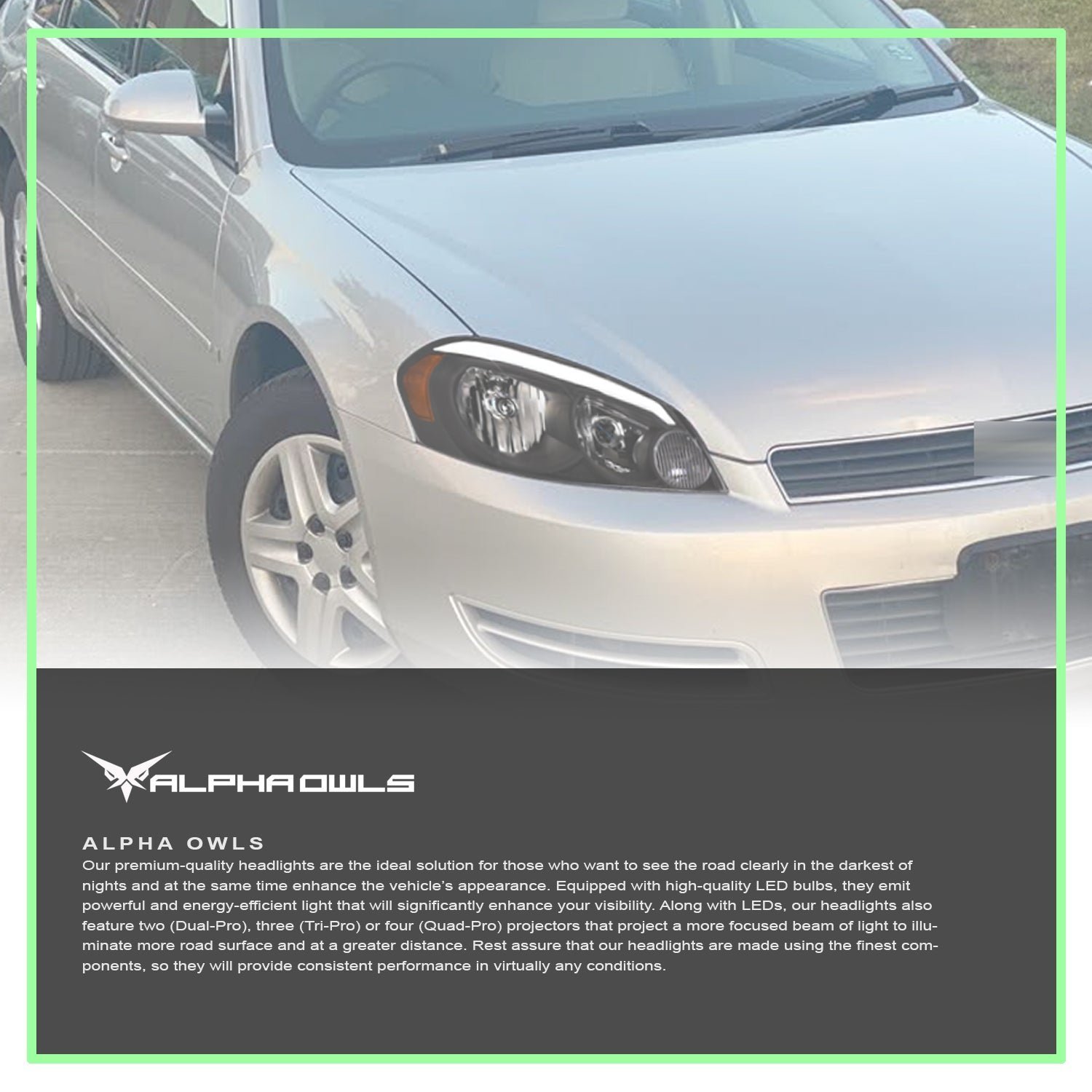 Alpha Owls 2006-2007 Chevy Monte Carlo LM Series Headlights (Crystal Headlights Black housing w/ LumenX Light Bar) - Image 7
