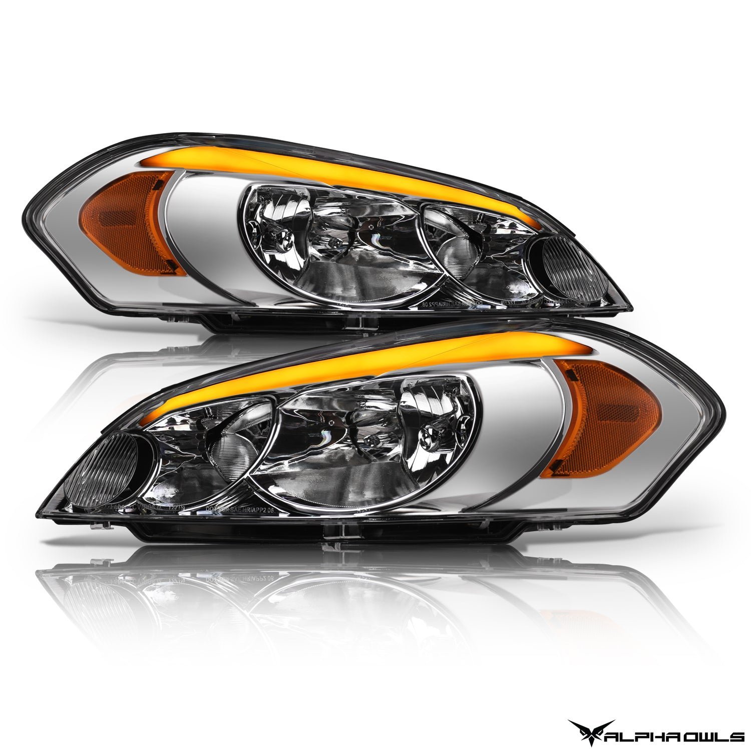 Alpha Owls 2006-2007 Chevy Monte Carlo SQ Series Headlights (Crystal Headlights Chrome housing w/ Sequential Signal/LumenX Light Bar) - Image 2