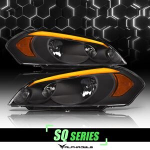 Alpha Owls 2006-2007 Chevy Monte Carlo SQ Series Headlights (Crystal Headlights Black housing w/ Sequential Signal/LumenX Light Bar) - Image 1