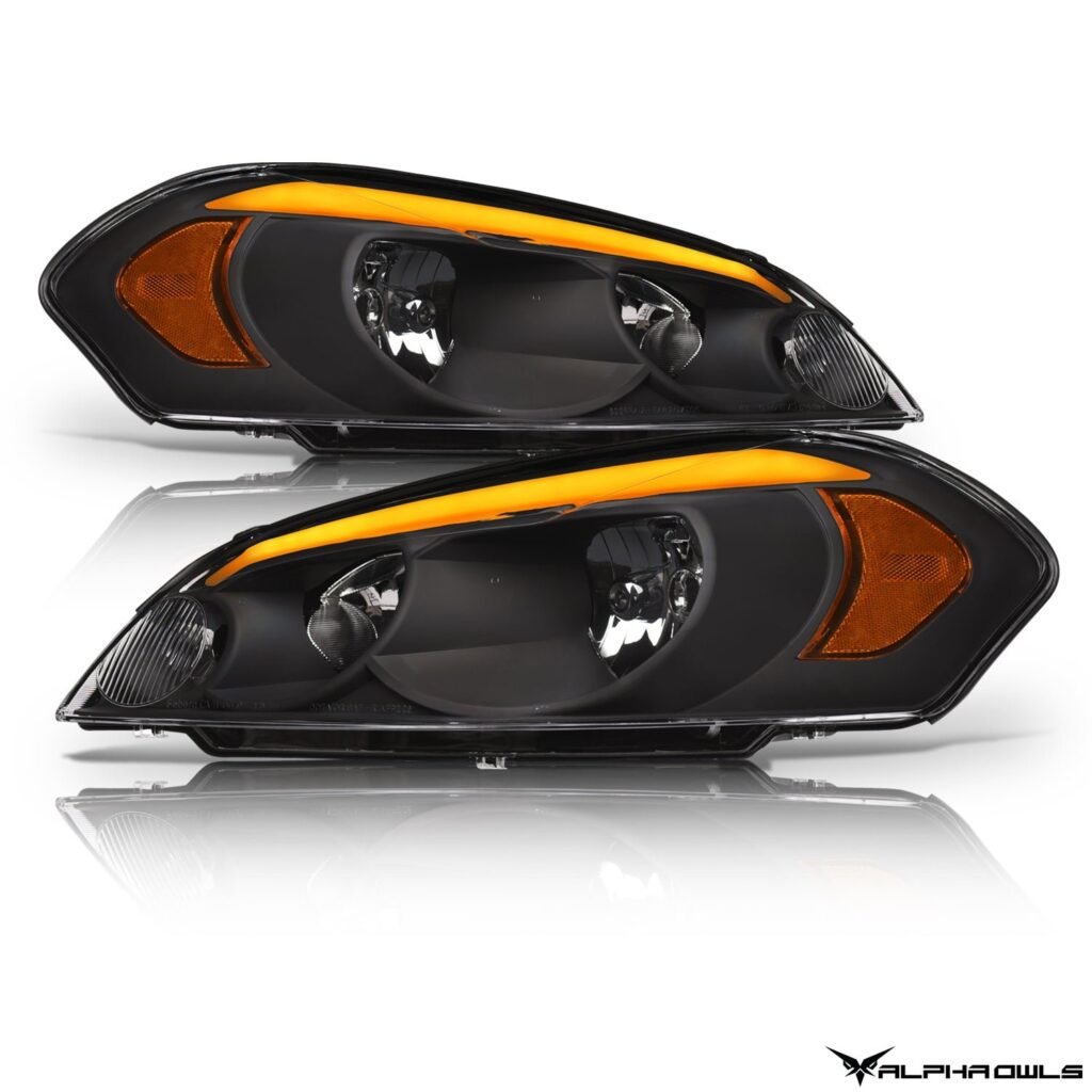 Alpha Owls 2006-2007 Chevy Monte Carlo SQ Series Headlights (Crystal Headlights Black housing w/ Sequential Signal/LumenX Light Bar)