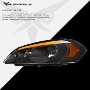 Alpha Owls 2006-2007 Chevy Monte Carlo SQ Series Headlights (Crystal Headlights Black housing w/ Sequential Signal/LumenX Light Bar) - Image 4