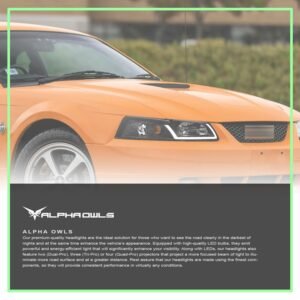 Alpha Owls 1999-2004 Ford Mustang LM Series Headlights (Crystal Headlights Black housing w/ LumenX Light Bar) - Image 7