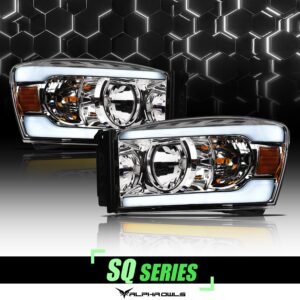 Alpha Owls 2006-2009 Dodge Ram 2500/3500 SQ Series Headlights (Crystal Headlights Chrome housing w/ Sequential Signal/LumenX Light Bar) - Image 1