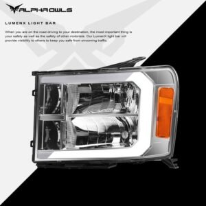 Alpha Owls 2007-2013 GMC Sierra 1500 LM Series Headlights (Crystal Headlights Chrome housing w/ LumenX Light Bar) - Image 4