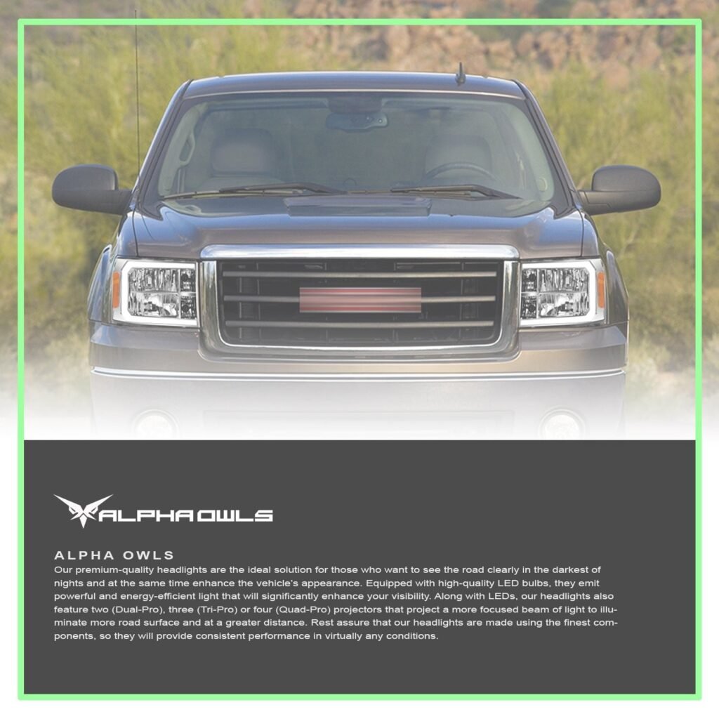 Alpha Owls 2007-2013 GMC Sierra 1500 LM Series Headlights (Crystal Headlights Chrome housing w/ LumenX Light Bar)
