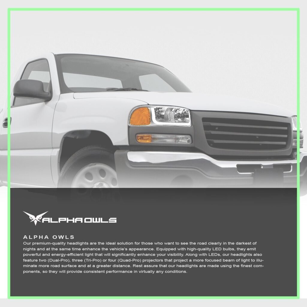 Alpha Owls 2000-2006 GMC Yukon XL LM Series Headlights (Crystal Headlights Chrome housing w/ LumenX Light Bar)