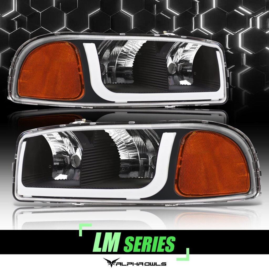 Alpha Owls 2000-2006 GMC Yukon XL LM Series Headlights (Crystal Headlights Black housing w/ LumenX Light Bar)