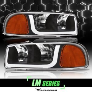 Alpha Owls 2000-2006 GMC Yukon XL LM Series Headlights (Crystal Headlights Black housing w/ LumenX Light Bar) - Image 1