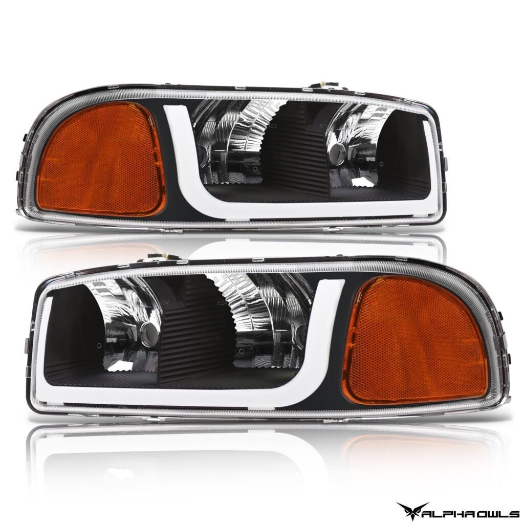 Alpha Owls 2000-2006 GMC Yukon XL LM Series Headlights (Crystal Headlights Black housing w/ LumenX Light Bar)