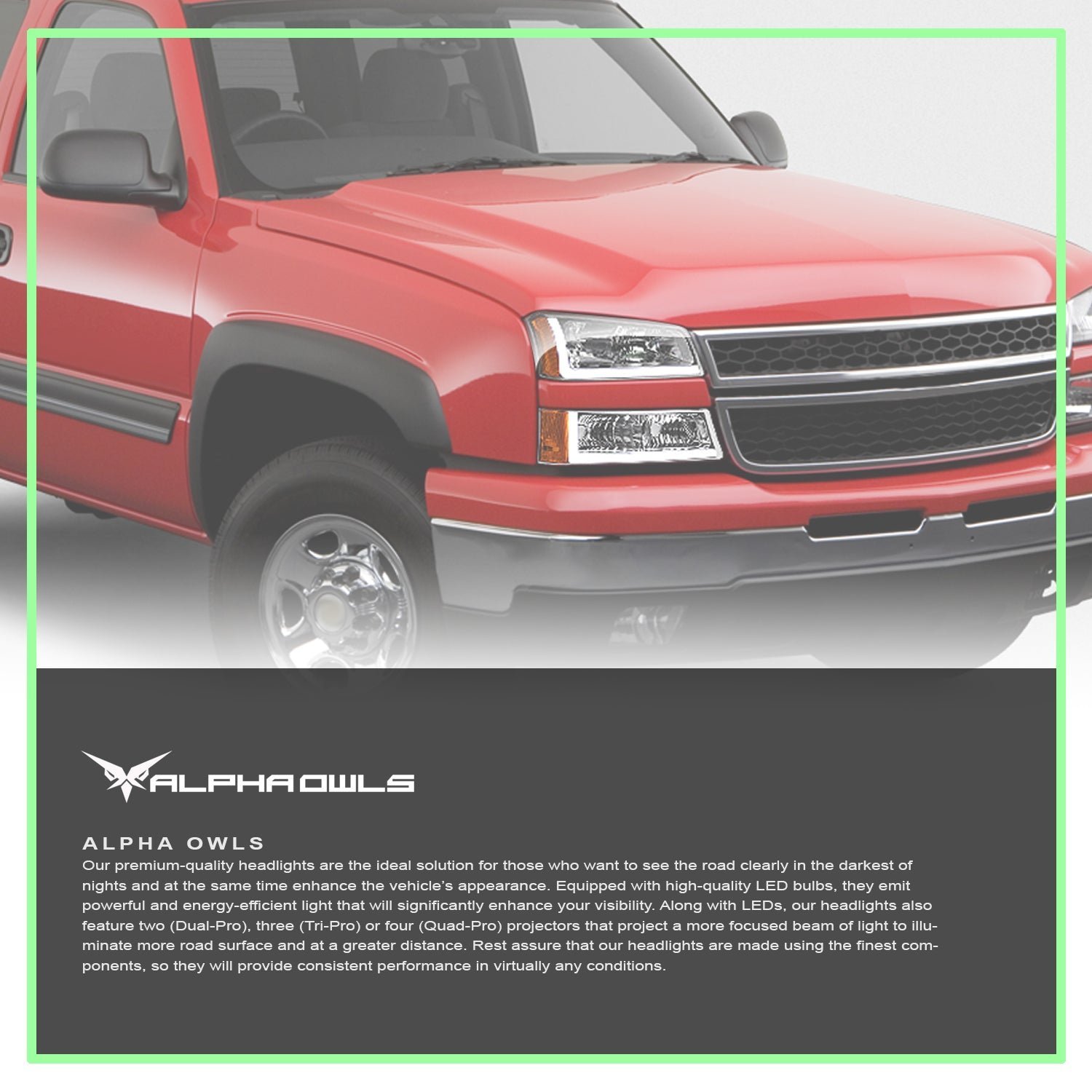 Alpha Owls 2003-2006 Chevy Silverado 1500/2500/3500 LM Series Headlights (Crystal Headlights Chrome housing w/ LumenX Light Bar) - Image 7
