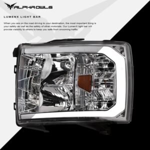 Alpha Owls 2008-2014 Chevy Silverado 2500/3500 LM Series Headlights (Crystal Headlights Chrome housing w/ LumenX Light Bar) - Image 4