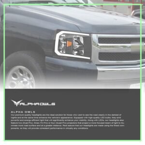 Alpha Owls 2008-2014 Chevy Silverado 2500/3500 LM Series Headlights (Crystal Headlights Black housing w/ LumenX Light Bar) - Image 7