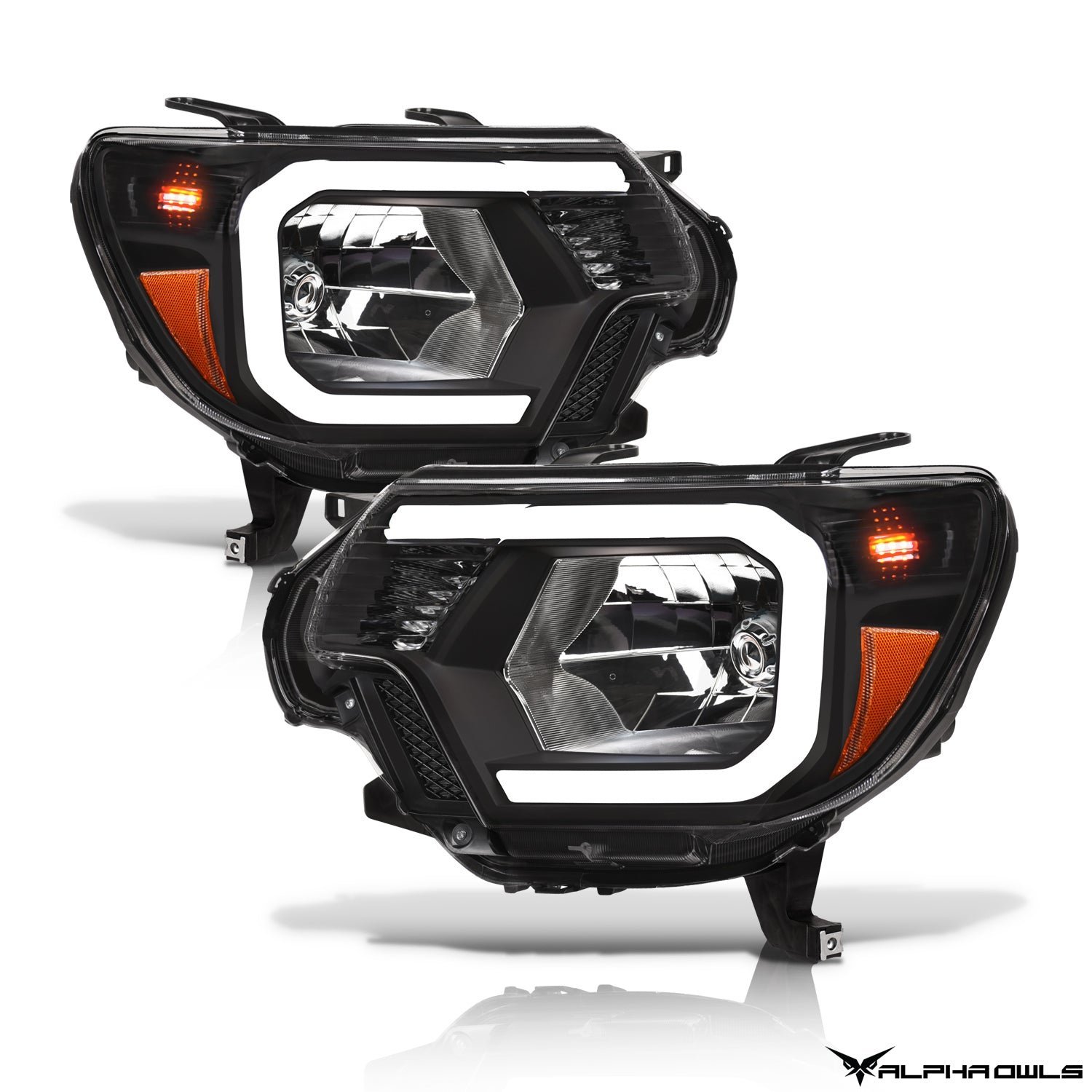 Alpha Owls 2012-2015 Toyota Tacoma LM Series Headlights (Crystal Headlights Black housing w/ LumenX Light Bar) - Image 2