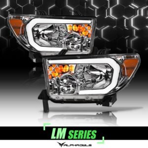 Alpha Owls 2008-2015 Toyota Sequoia LM Series Headlights (Crystal Headlights Chrome housing w/ LumenX Light Bar) - Image 1