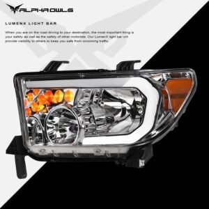 Alpha Owls 2008-2015 Toyota Sequoia LM Series Headlights (Crystal Headlights Chrome housing w/ LumenX Light Bar) - Image 4
