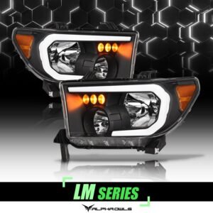Alpha Owls 2007-2013 Toyota Tundra LM Series Headlights (Crystal Headlights Black housing w/ LumenX Light Bar) - Image 1