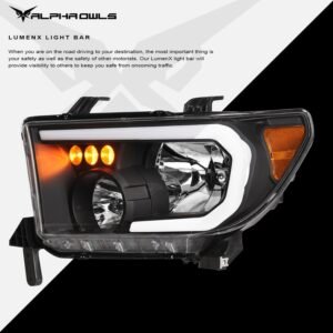 Alpha Owls 2008-2015 Toyota Sequoia LM Series Headlights (Crystal Headlights Black housing w/ LumenX Light Bar) - Image 4