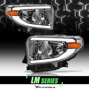 Alpha Owls 2014-2021 Toyota Tundra LM Series Headlights (Crystal Headlights Chrome housing w/ LumenX Light Bar) - Image 1