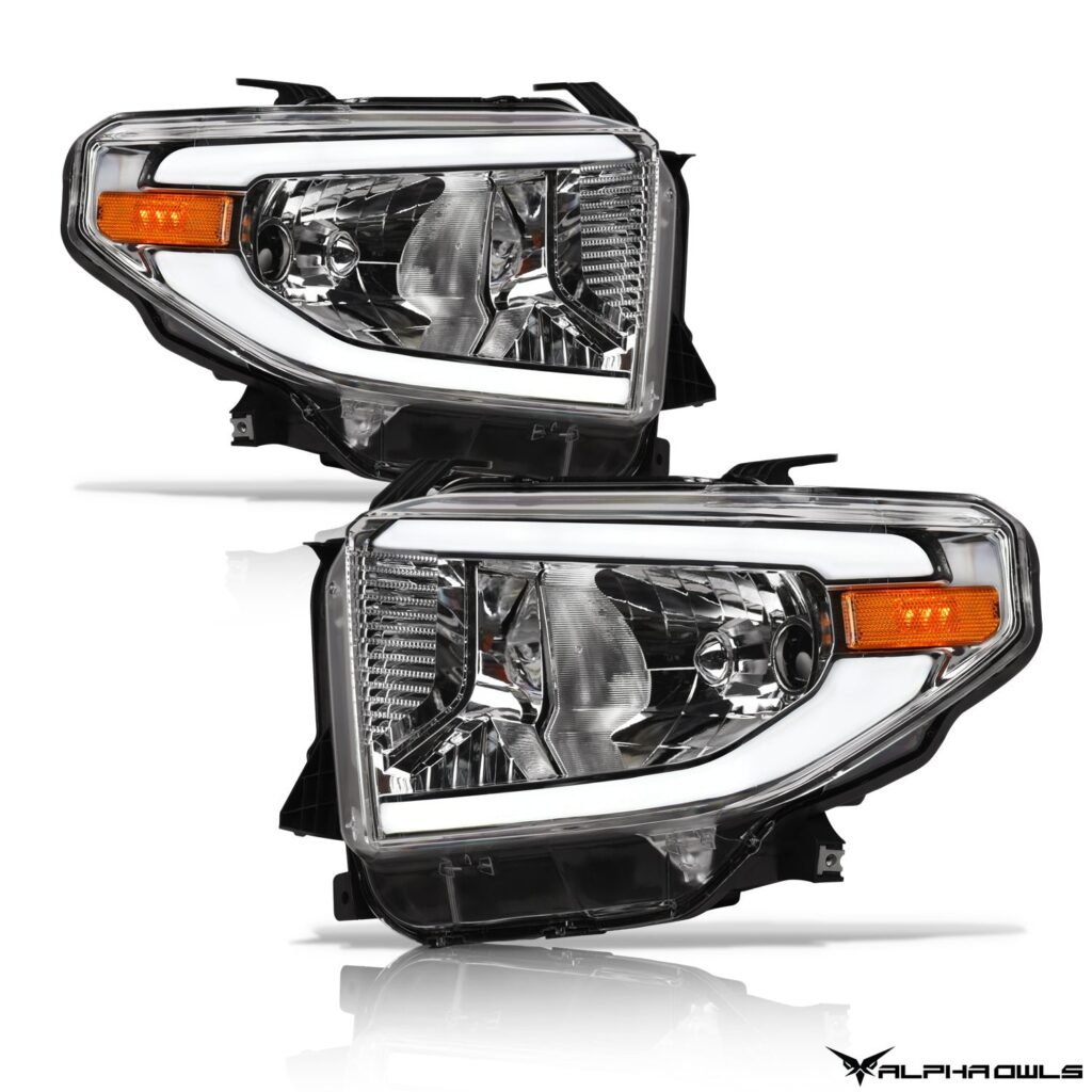 Alpha Owls 2014-2021 Toyota Tundra LM Series Headlights (Crystal Headlights Chrome housing w/ LumenX Light Bar)