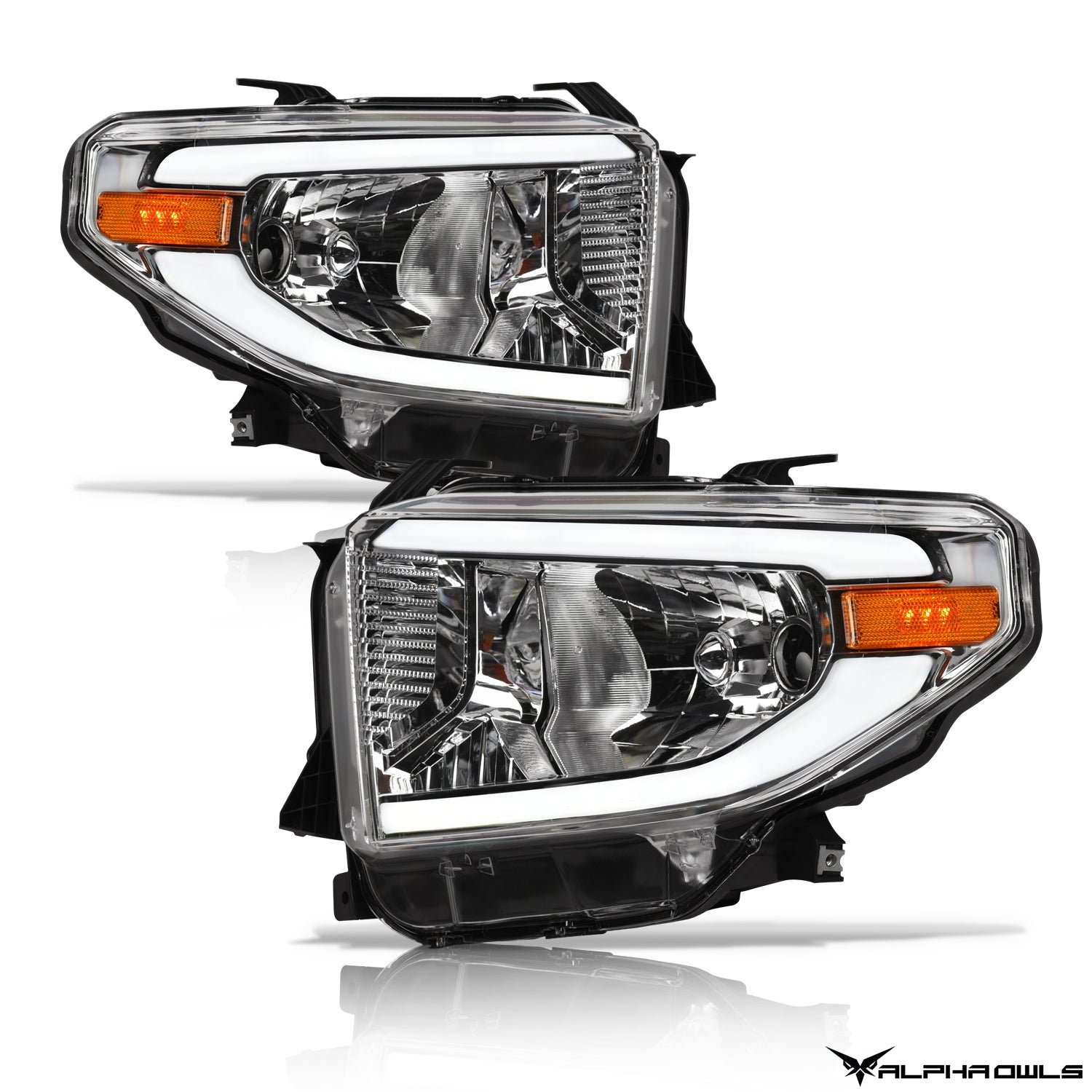 Alpha Owls 2014-2021 Toyota Tundra LM Series Headlights (Crystal Headlights Chrome housing w/ LumenX Light Bar) - Image 2