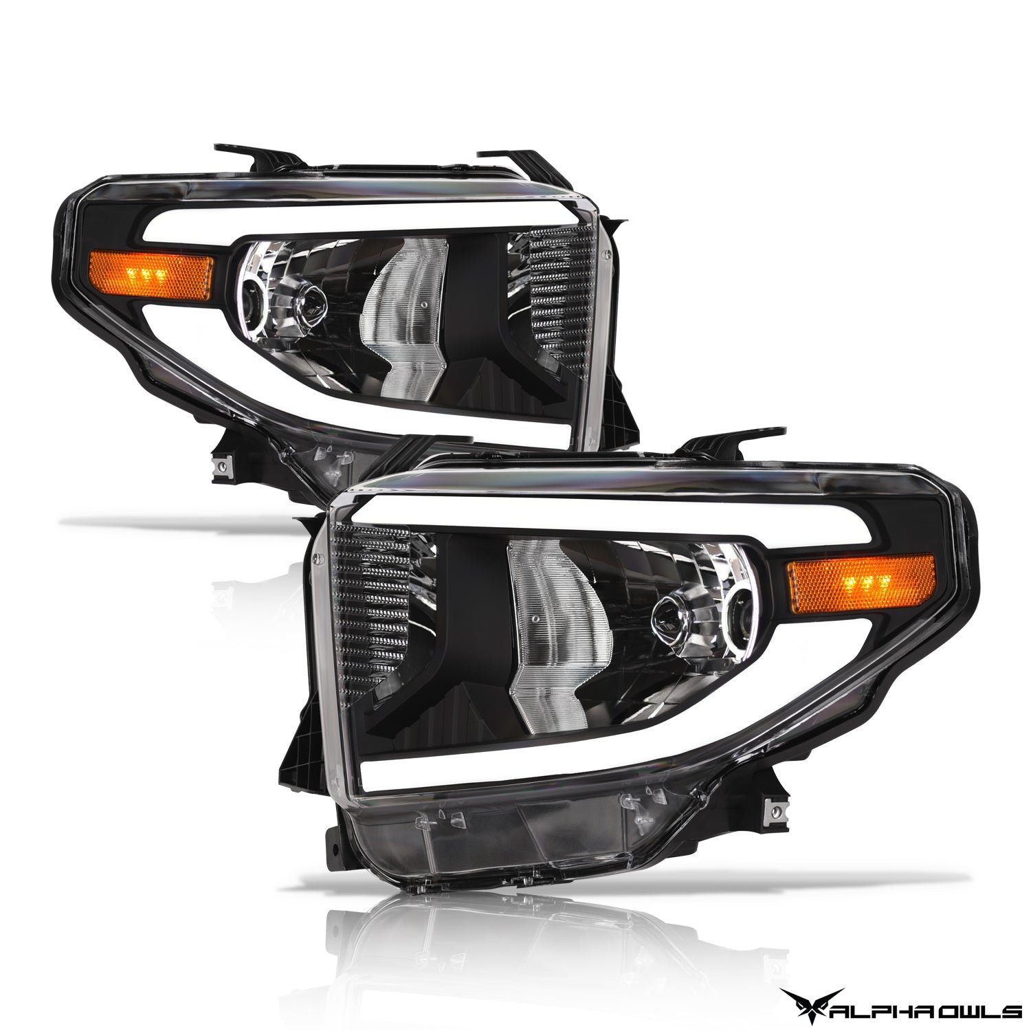 Alpha Owls 2014-2021 Toyota Tundra LM Series Headlights (Crystal Headlights Black housing w/ LumenX Light Bar) - Image 2