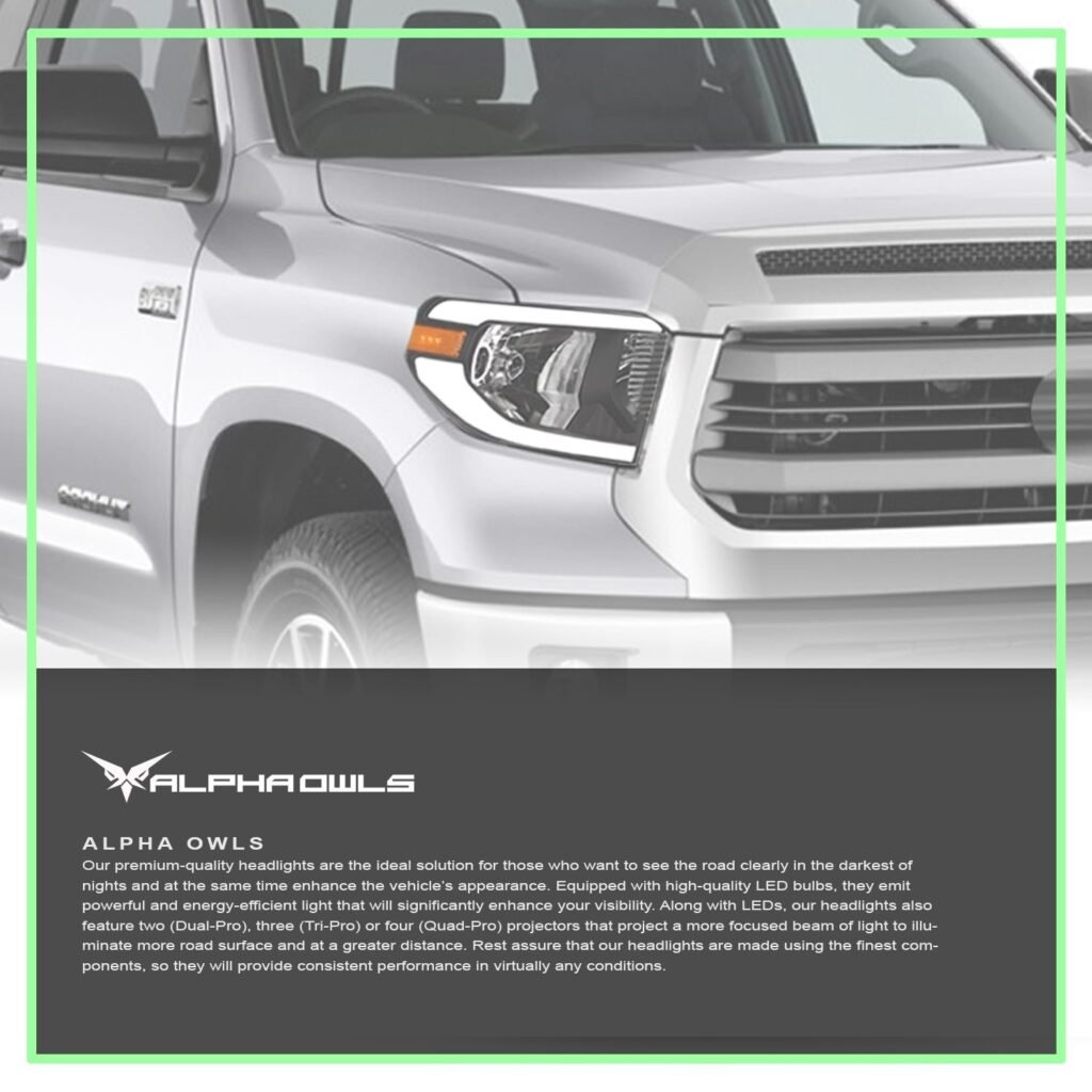 Alpha Owls 2014-2021 Toyota Tundra LM Series Headlights (Crystal Headlights Black housing w/ LumenX Light Bar)