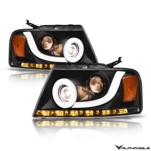 Alpha Owls 2006-2008 Lincoln Mark-LT LMP Series Headlights (Halogen Projector Black housing w/ LumenX Light Bar) - Image 2